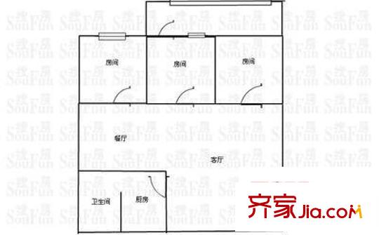 南寧供電局白沙生活區(qū) 3室 戶型圖