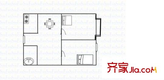 新秀小區(qū) 2室 戶型圖