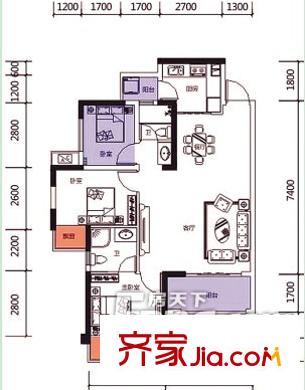 古城路中國(guó)銀行大院戶型圖4 3室2廳2衛(wèi)1廚