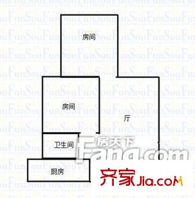 古城路中國(guó)銀行大院戶型圖3 2室1廳1衛(wèi)1廚