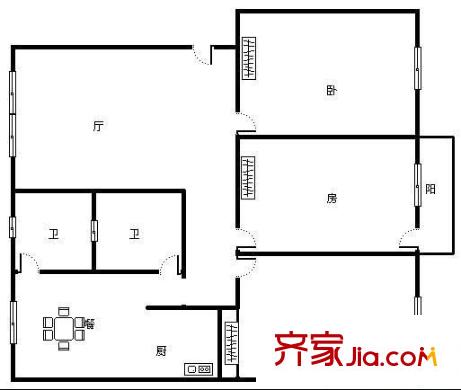 廣西二建宿舍 3室 戶型圖