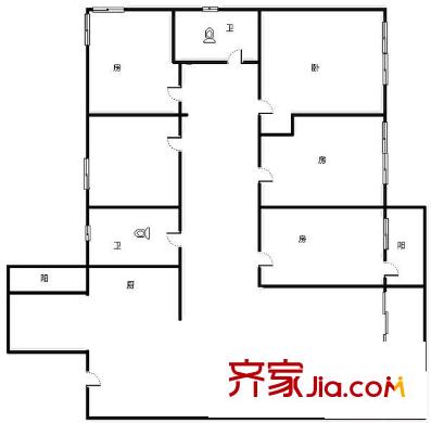 廣西區(qū)糧食局宿舍 5室 戶型圖