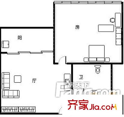 廣西糧食局戶型圖1房1廳 1室1廳1衛(wèi)1廚