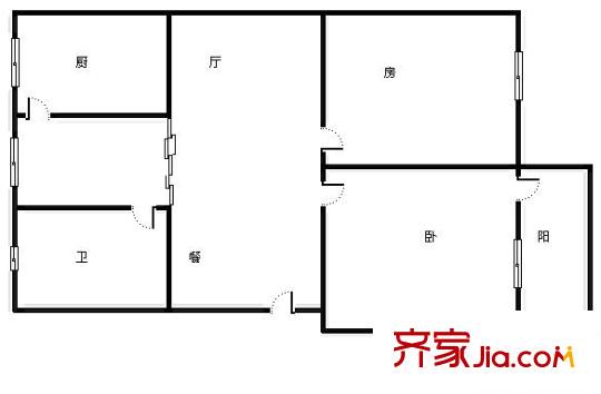 大學東路單位房 2室 戶型圖