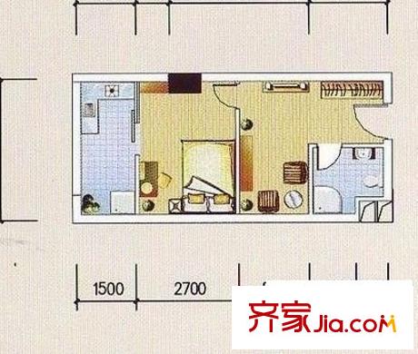 大學(xué)東路單位房 1室 戶型圖
