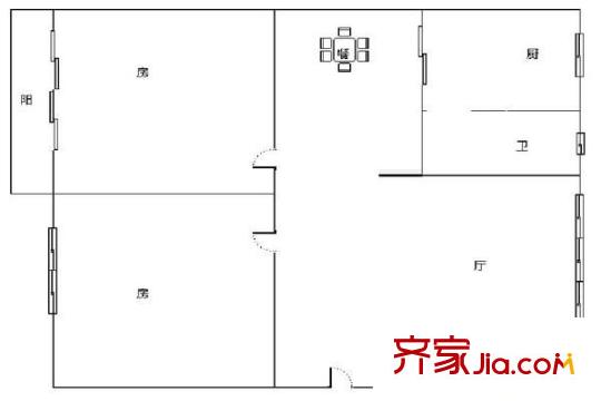 北部灣銀行宿舍 2室 戶(hù)型圖