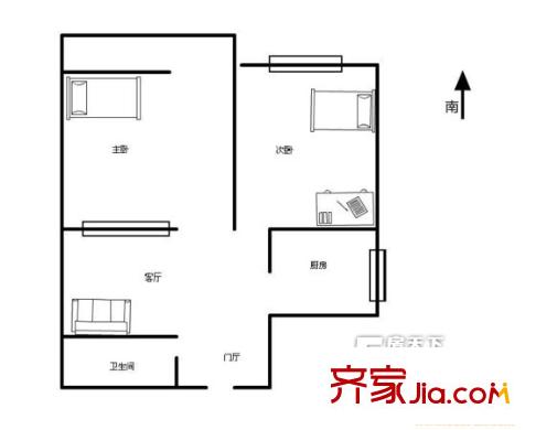 安泰園小區(qū)戶型圖安泰園13 2室1廳1衛(wèi)1廚