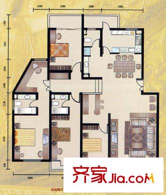 名都苑戶型圖4室2廳3衛(wèi) 4室2廳3衛(wèi)1廚