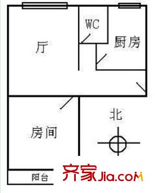 石化廳大院戶型圖3 1室2廳1衛(wèi)1廚