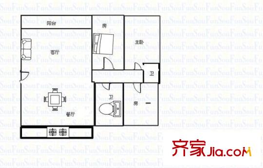 建銀花園 3室 戶型圖