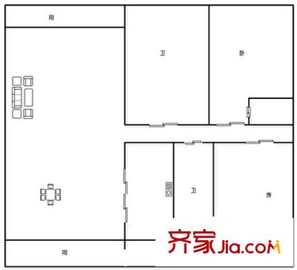 建銀花園 3室 戶型圖