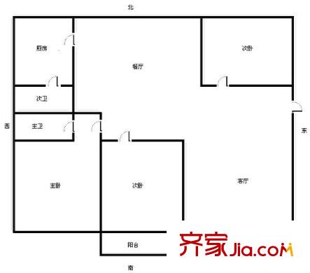 葛村路廣電局宿舍 3室 戶型圖