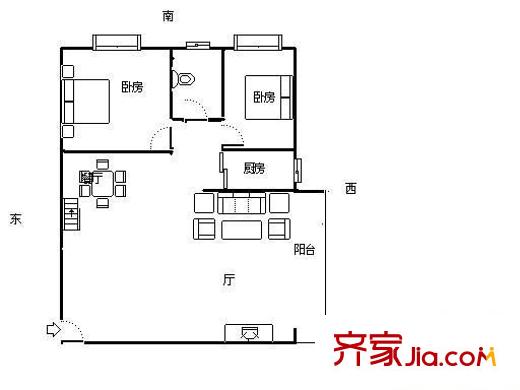 葛村路廣電局宿舍 2室 戶型圖