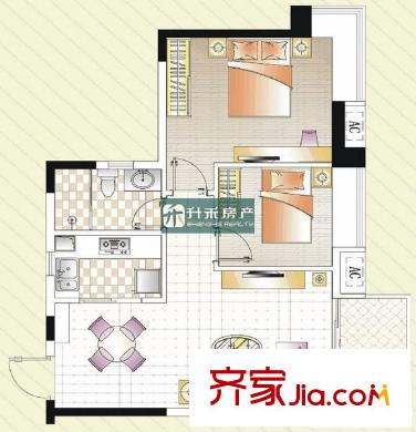 展廈景灣 2室 戶型圖