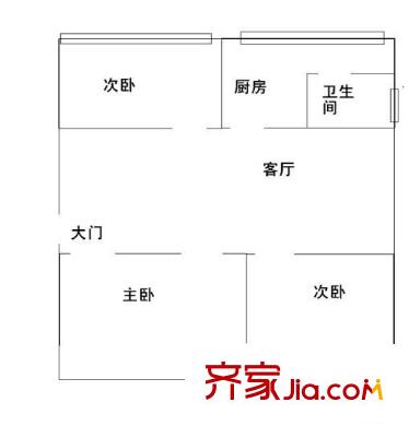 匯宇商住樓 3室 戶型圖