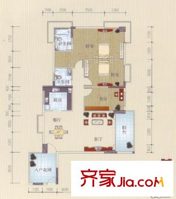 金騰江灣小區(qū)戶型圖4#樓C戶型 3室2廳2衛(wèi)1廚