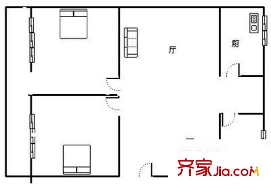 教育路電信局宿舍 2室 戶型圖