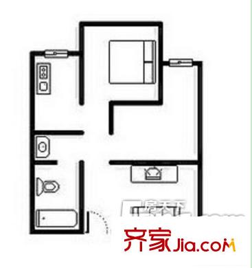 公安廳大院戶型圖9 1室2廳1衛(wèi)1廚