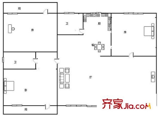 新竹路氣象小區(qū)戶型圖3室2廳2衛(wèi) 3室2廳2衛(wèi)1廚