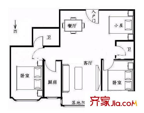 市財政局宿舍戶型圖QQ截圖20140328172834 3室2廳2衛(wèi)1廚