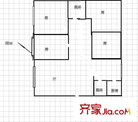 廣西新聞出版局宿舍 4室 戶型圖