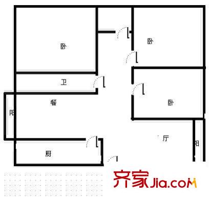 廣西新聞出版局宿舍 3室 戶型圖