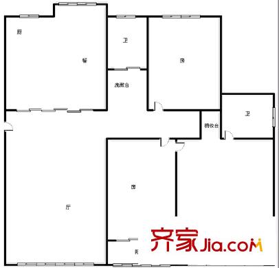 廣西新聞出版局宿舍 3室 戶型圖