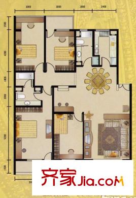 名都苑戶型圖4室2廳2衛(wèi) 4室2廳2衛(wèi)1廚
