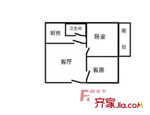 石化廳大院戶型圖2 2室2廳1衛(wèi)1廚