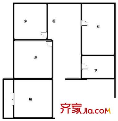 魯班路地稅局宿舍 3室 戶型圖