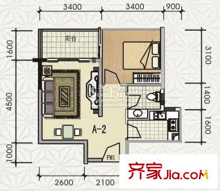 鑫欣文雅苑戶型圖一房 1室1廳1衛(wèi)1廚