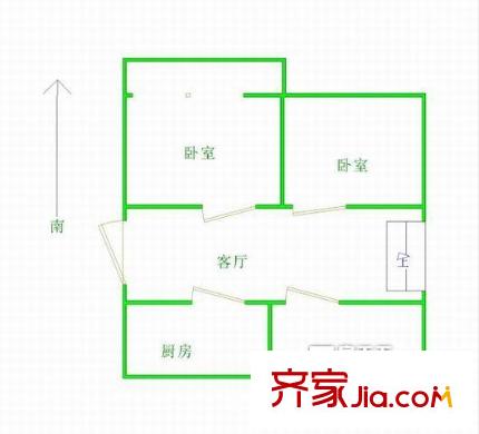軍安新村戶型圖2室1廳 2室1廳1衛(wèi)1廚