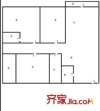 廣西華藍設計院宿舍戶型圖1 3室2廳2衛(wèi)1廚