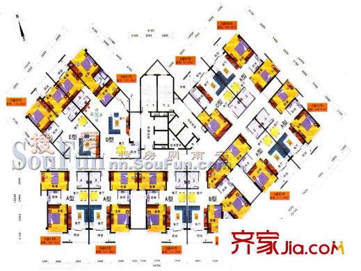 展廈景灣戶型圖五-十一層住宅布置圖 