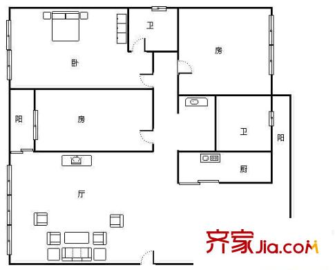建銀花園 3室 戶型圖