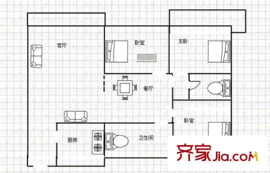 興隆園小區(qū) 3室 戶型圖