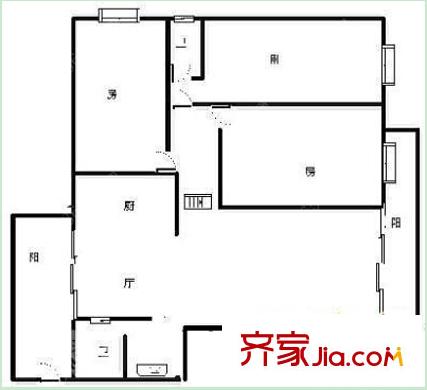 廣西華藍(lán)設(shè)計(jì)院宿舍戶型圖5 3室2廳2衛(wèi)1廚