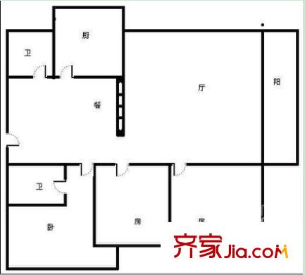 廣西華藍(lán)設(shè)計(jì)院宿舍戶型圖4 3室2廳2衛(wèi)1廚