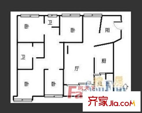港豐大廈戶型圖4 4室2廳2衛(wèi)1廚