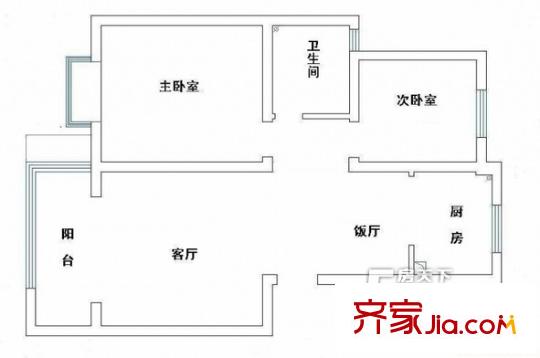 區(qū)政協(xié)宿舍戶型圖9 2室2廳1衛(wèi)1廚