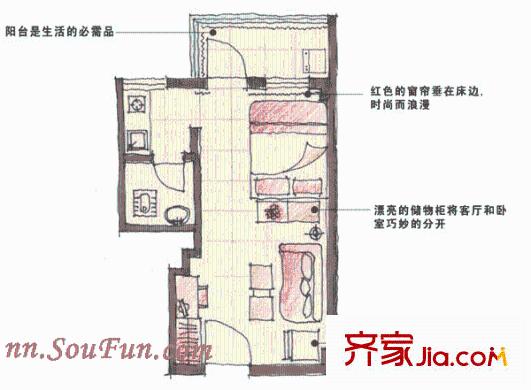 迷你新景戶型圖1室1廳1衛(wèi)1廚