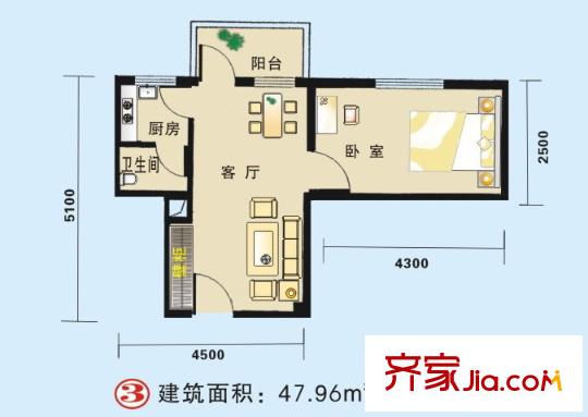 迷你新景戶型圖1室1廳1衛(wèi)1廚