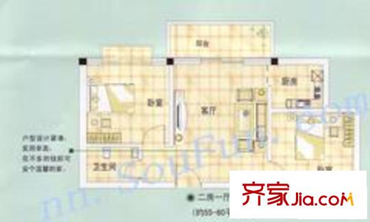 桃花源祈福城戶型圖兩房一廳戶型 2室1廳1衛(wèi)1廚