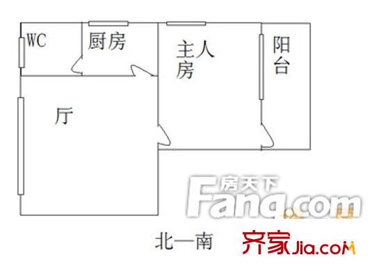 南湖公路局宿舍戶型圖1 1室1廳1衛(wèi)1廚