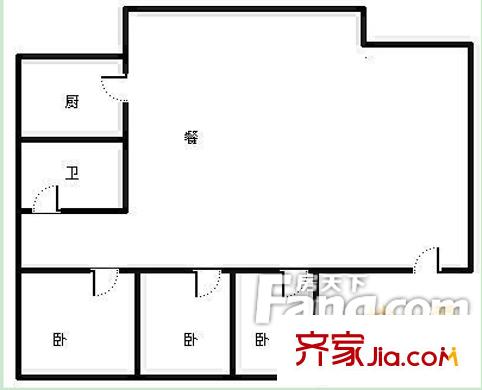 南湖公路局宿舍戶型圖2 3室2廳1衛(wèi)1廚