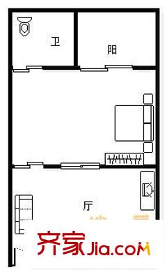 明豪公寓 1室 戶型圖