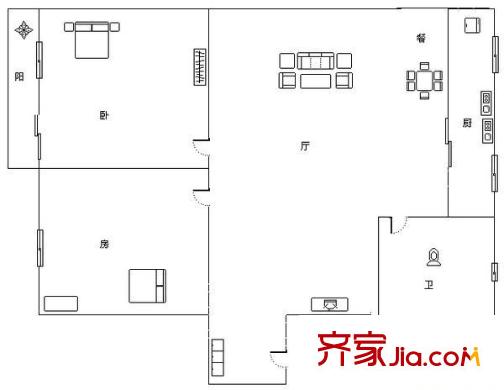 南毛生活區(qū) 2室 戶型圖