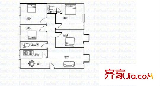 農(nóng)業(yè)機械研究所宿舍 4室 戶型圖