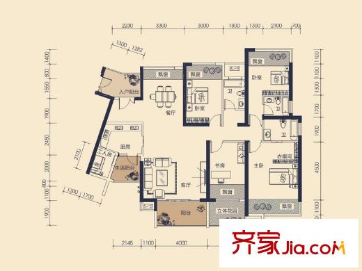 龍光水悅龍灣戶型圖10#一單元01/二單元05戶型 5室2廳3衛(wèi)1廚