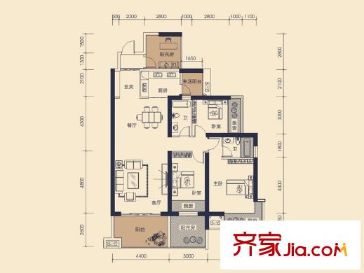 龍光水悅龍灣戶型圖10#樓一單元02/03戶型 5室2廳2衛(wèi)1廚